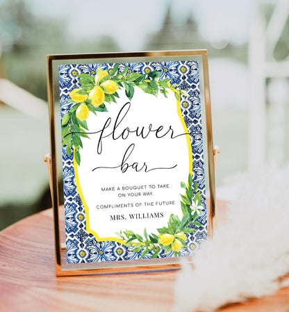 Positano Lemons | Printable Flower Bar Sign Template