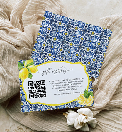 Positano Lemons | Printable QR Code Gift Registry Card Template