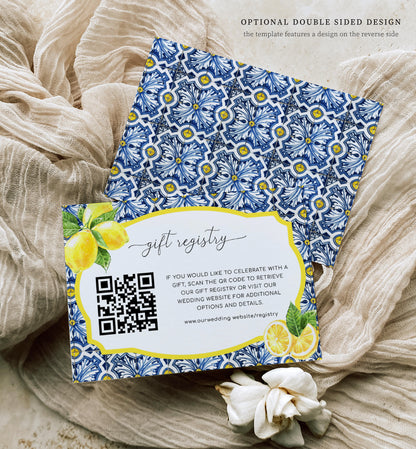 Positano Lemons | Printable QR Code Gift Registry Card Template