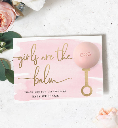 Watercolour Pink | Printable Girls Are The Balm Favour Card