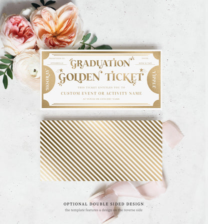 Golden Ticket Gold | Printable Graduation Custom Gift Voucher Template