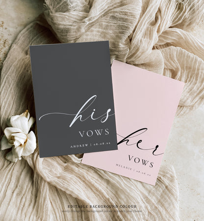 Ellesmere White | Printable His & Her Wedding Vow Book Template