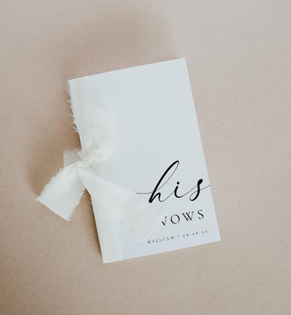 Ellesmere White | Printable His & Her Wedding Vow Book Template