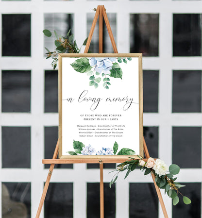 Ferras Blossom Blue | Printable In Loving Memory Sign Template