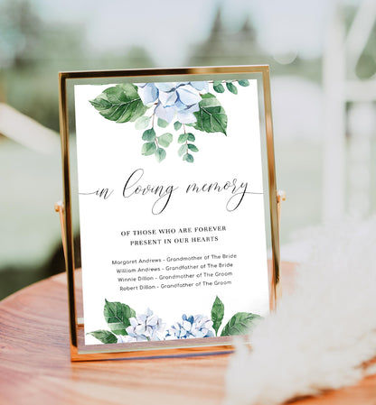 Ferras Blossom Blue | Printable In Loving Memory Sign Template