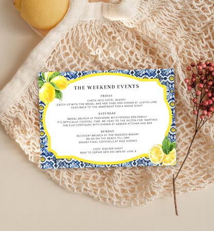 Positano Lemons | Printable Itinerary Template