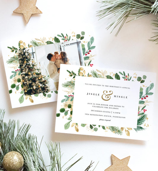 Merriment Christmas | Printable Jingle & Mingle Christmas Party Invitation - Black Bow Studio