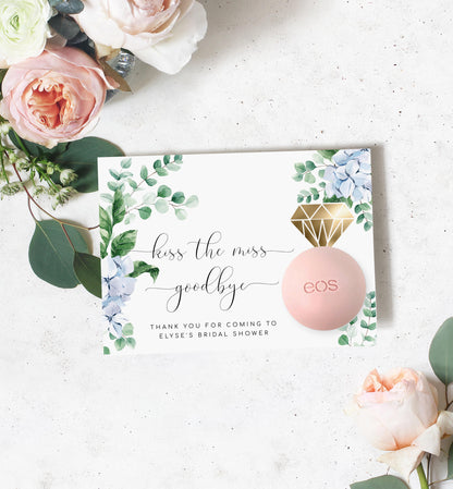 Ferras Blossom Blue | Printable Kiss The Miss Favour Card