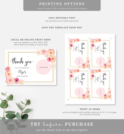 Abbieville Floral White | Printable Lip Balm Favour Card Template - Black Bow Studio