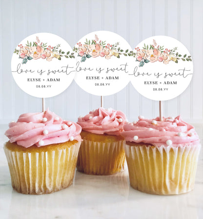 Cambridge Multi | Printable Love Is Sweet Cupcake Topper Template