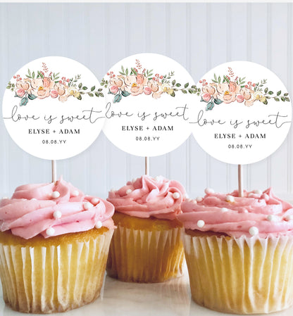 Cambridge Multi | Printable Love Is Sweet Cupcake Topper Template