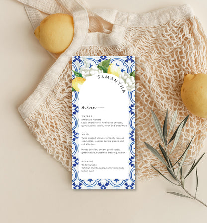 The Med Arch Lemons | Printable Menu Template