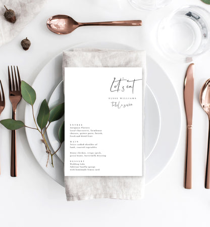 Gigi Script | Printable Menu - Black Bow Studio