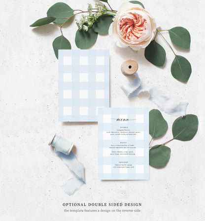 Gingham Blue | Printable Menu Template