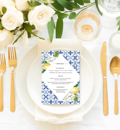 The Med Lemons | Printable Menu - Black Bow Studio