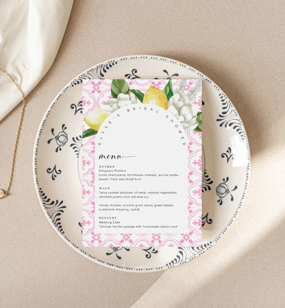 The Med Arch Pink Lemons | Printable Menu Template