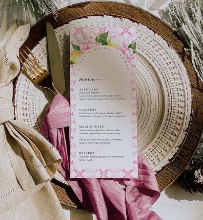 The Med Arch Pink Lemons | Printable Menu Template