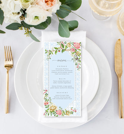 Trianon Blue | Printable Menu