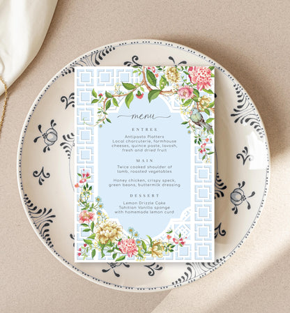 Trianon Blue | Printable Menu