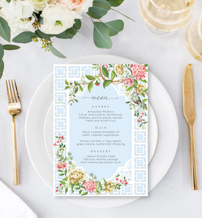 Trianon Blue | Printable Menu