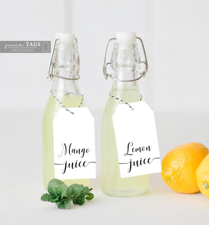 Leyton Script | Printable Mimosa Bar Sign and Juice Tags Template