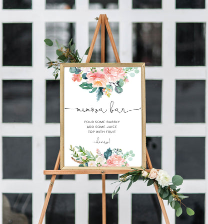 Afternoon Blooms | Printable Mimosa Bar Sign and Juice Tags Template - Black Bow Studio