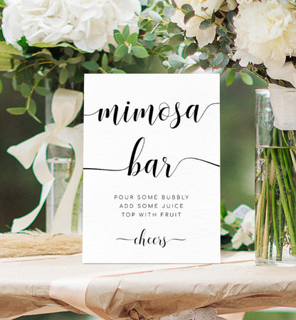 Leyton Script | Printable Mimosa Bar Sign and Juice Tags Template