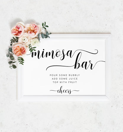 Leyton Script | Printable Mimosa Bar Sign and Juice Tags Template