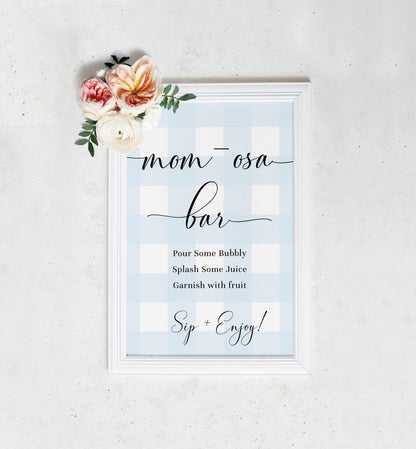 Gingham Blue | Printable Momosa Bar Sign