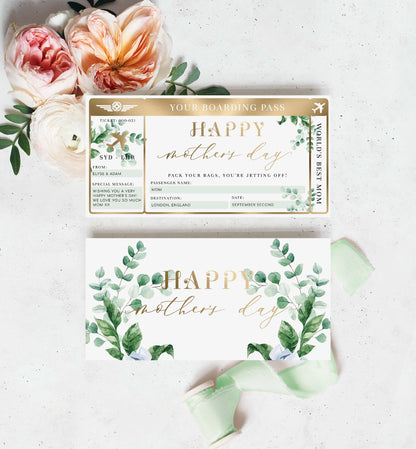 Ferras Green | Printable Mother's Day Custom Boarding Pass Template