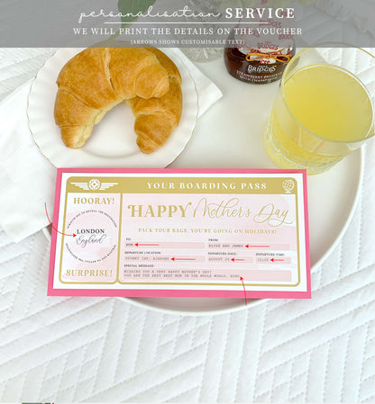 Watercolour Pink Gold | Scratch-off Mother's Day Boarding Pass