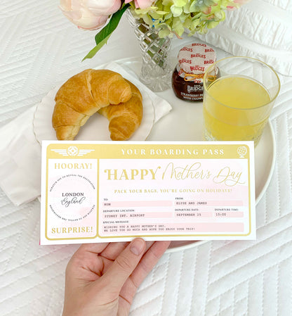 Watercolour Pink Gold | Scratch-off Mother's Day Boarding Pass