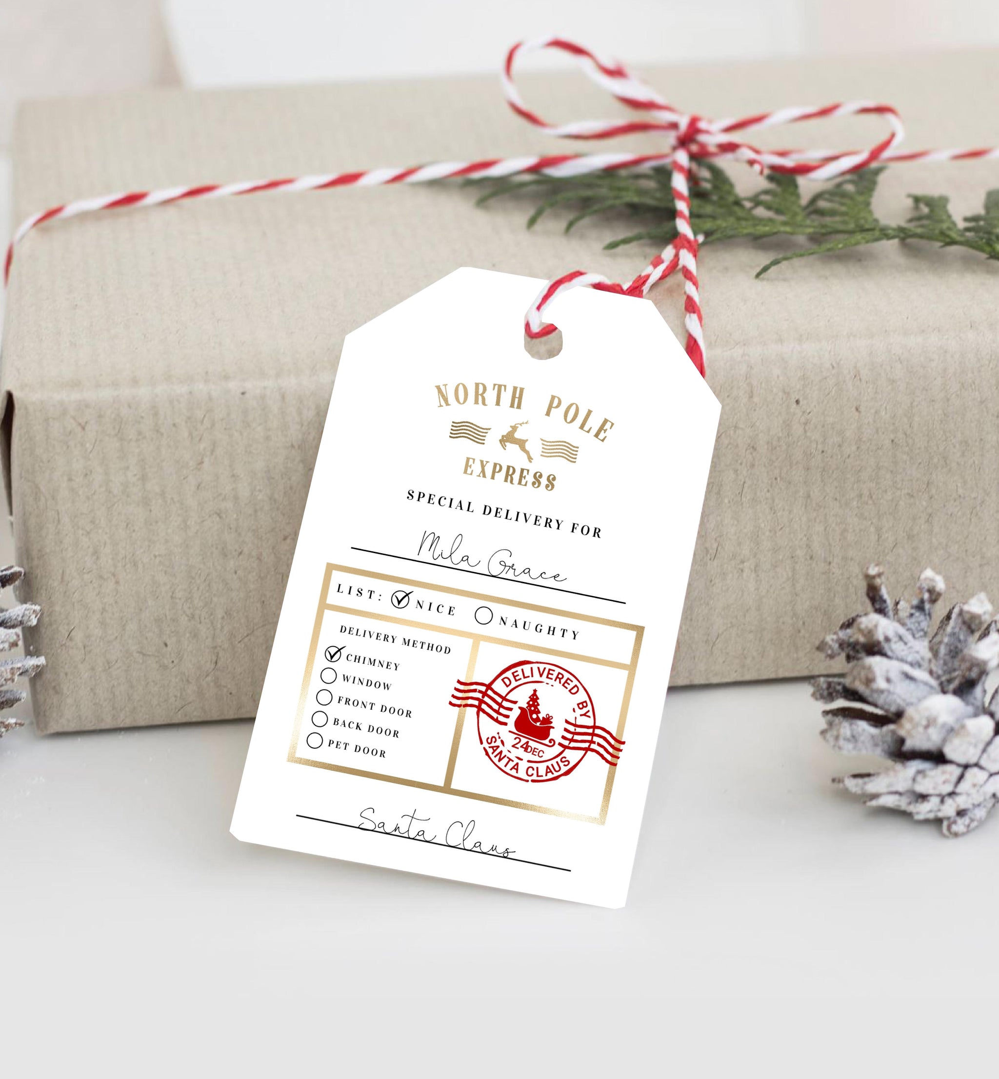 North Pole Express White | Printable Christmas Gift Tag Template ...