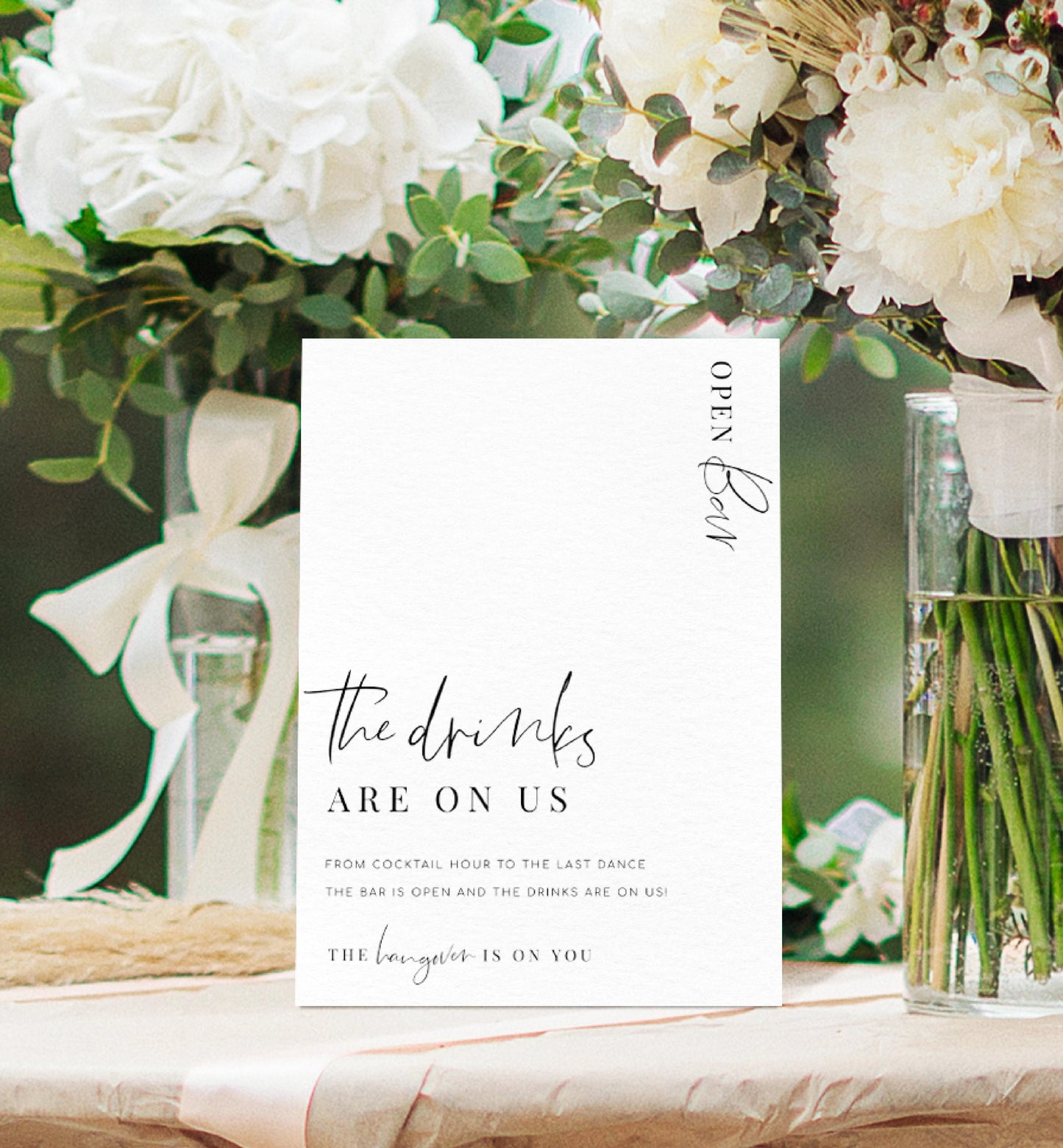 Estelle White | Printable Open Bar Sign Template