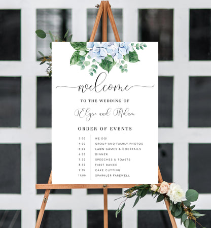 Ferras Blossom Blue | Printable Order Of Events Welcome Sign - Black Bow Studio