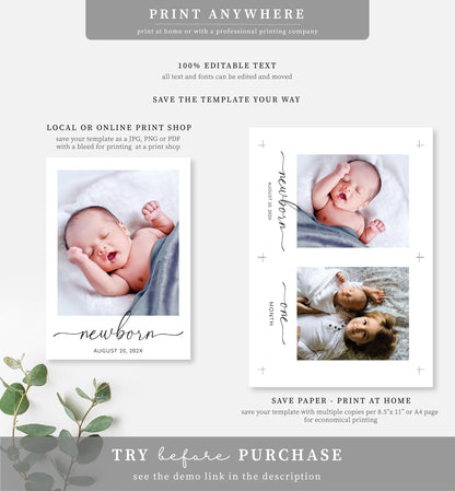 Quinn Script White | Printable My First Year Photo Timeline Banner Template