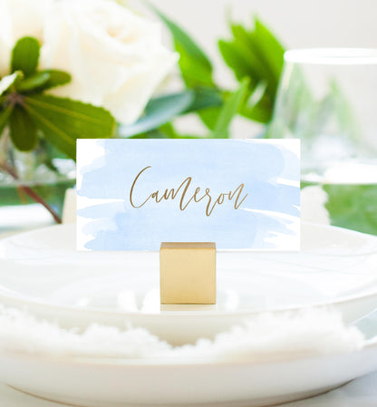 Watercolour Blue Gold | Printable Place Cards - Black Bow Studio