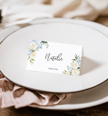 Darcy Floral White | Printable Place Cards Template