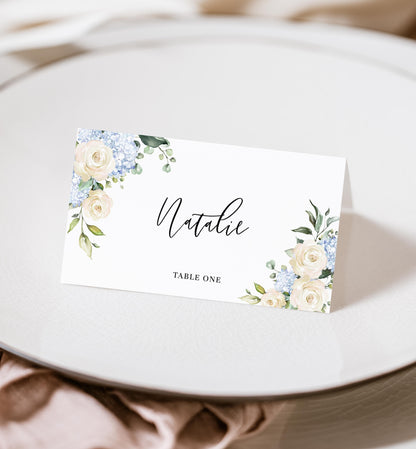 Darcy Floral White | Printable Place Cards Template