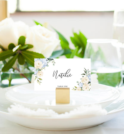 Darcy Floral White | Printable Place Cards Template