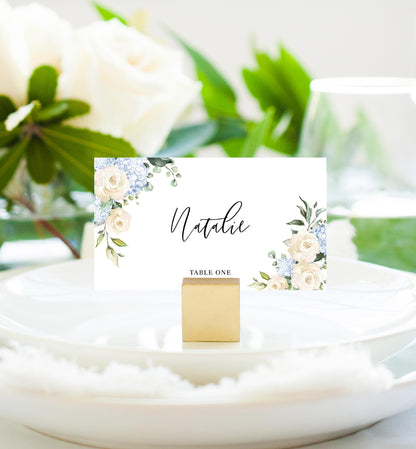 Darcy Floral White | Printable Place Cards Template