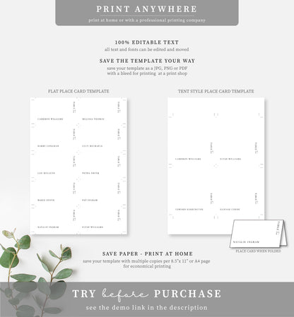 Estelle White | Printable Place Cards Template