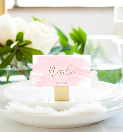 Watercolour Pink Gold | Printable Place Cards - Black Bow Studio