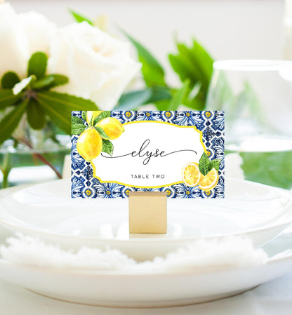 Positano Lemons | Printable Place Cards Template - Black Bow Studio