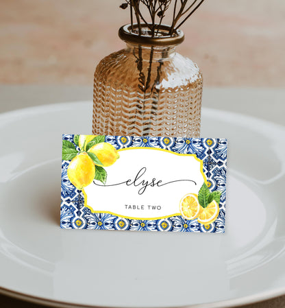 Positano Lemons | Printable Place Cards Template - Black Bow Studio