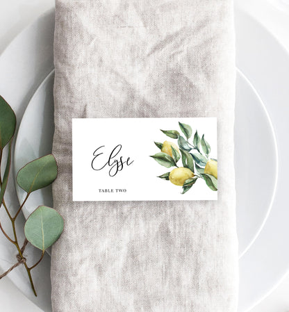 Tuscan Lemons | Printable Place Cards - Black Bow Studio