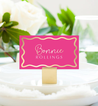 Wave Hot Pink Gold | Printable Place Cards Template