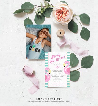 Tropical Flamingo | Printable Birthday Invitation - Black Bow Studio