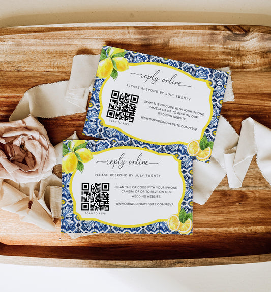 Positano Lemons | Printable QR Code RSVP Card Template