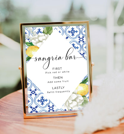 The Med Lemons | Printable Sangria Bar Sign - Black Bow Studio